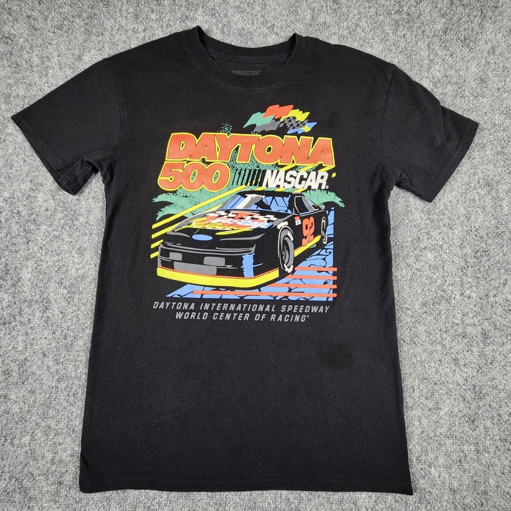NASCAR Daytona 500 T-Shirt Mens Small Black Graphic Racing Tee World CenterSport